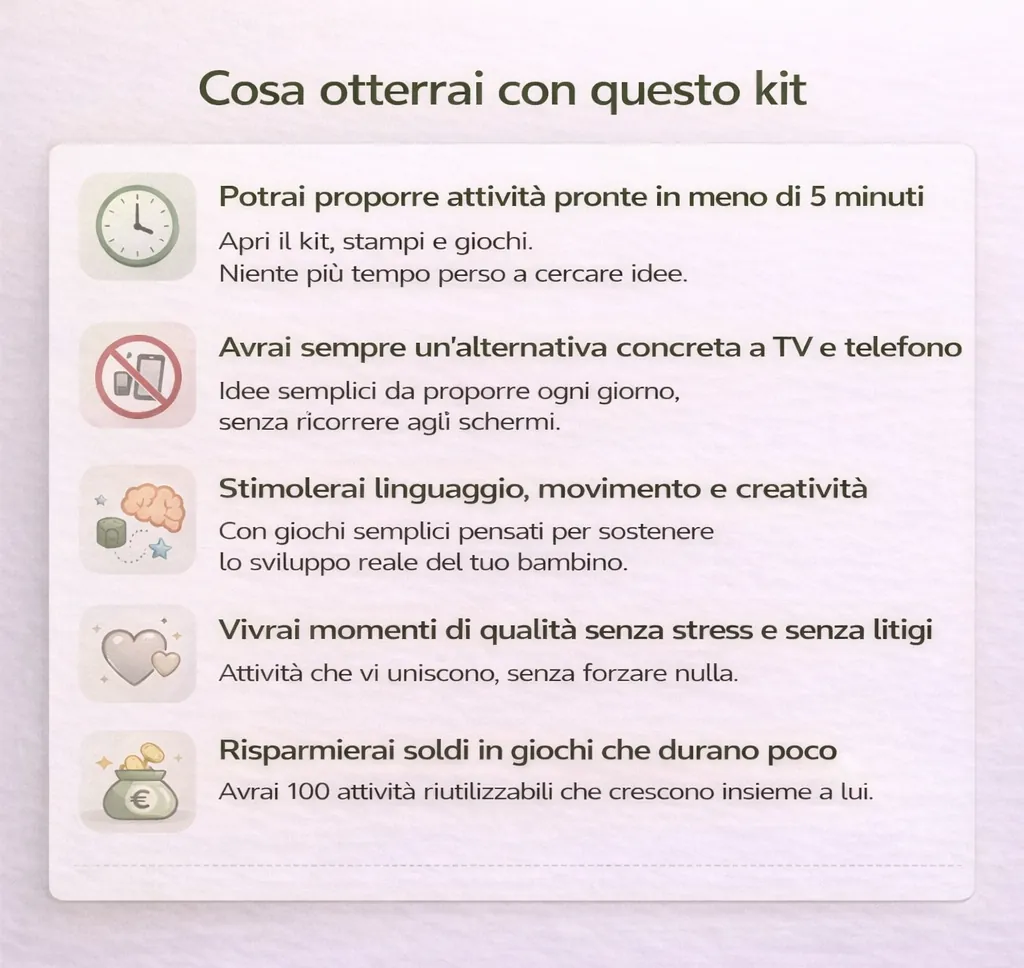 Cosa otterrai con il kit Imparare Giocando