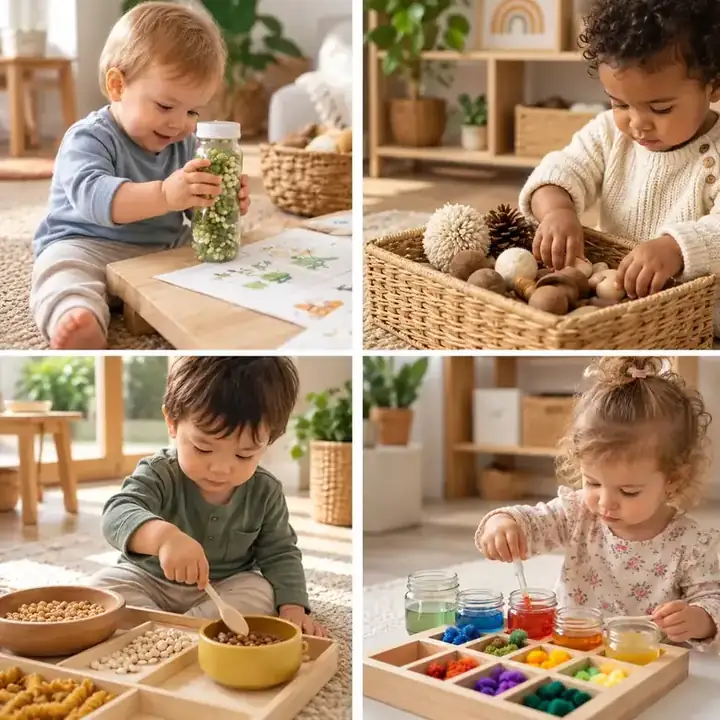 Bambini che giocano con le attività del kit