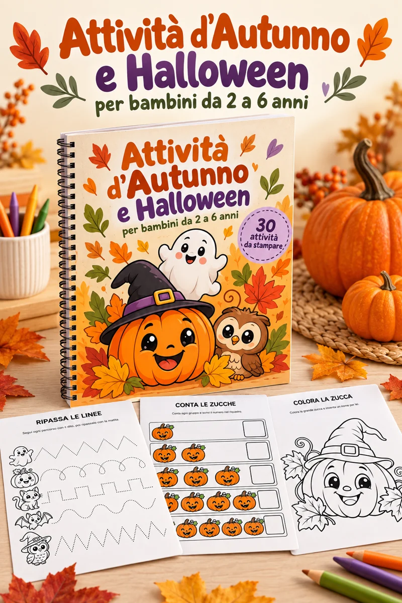 Attività d’Autunno e Halloween: 30 attività da stampare per bambini da 2 a 6 anni